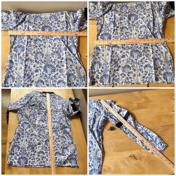 TORY BURCH TOP FLORAL EMBROIDERED TIE TASSEL PEASANT COTTON BOHEMIAN ARTSY 6 - Picture 12 of 12